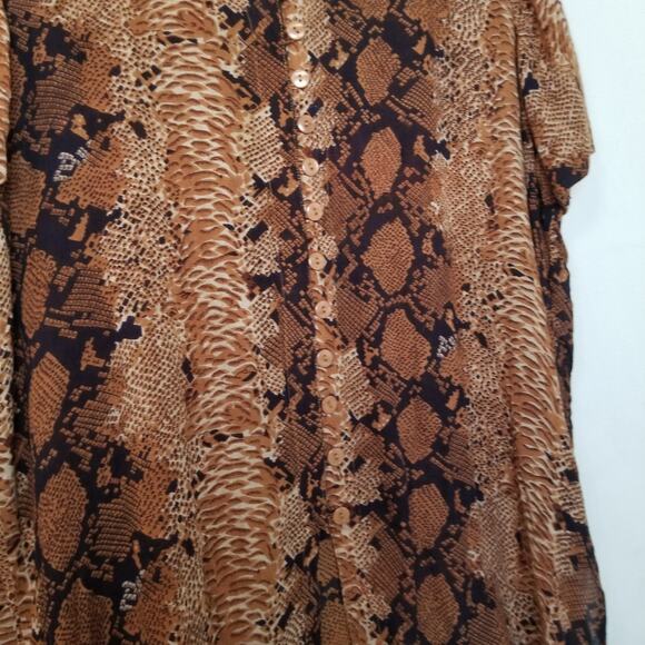M.P.H. Animal Print Blouse & Midi Skirt Set Button Up Pull On Rayon Size 1X - Picture 5 of 9